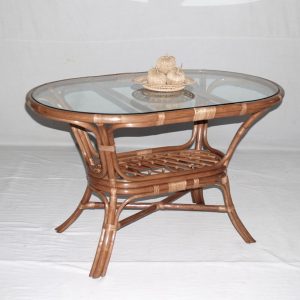 [3368-A] Molucca Oval Table with glass