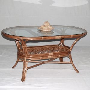 [3368-B] Molucca Oval Table with glass