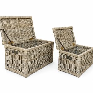 Basket Kubu Grey, with Lining Inside & Leather Strap
