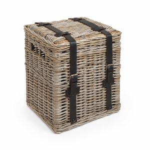 Rattan Storage, with Leather as Picture & Lining inside, with Side Hole